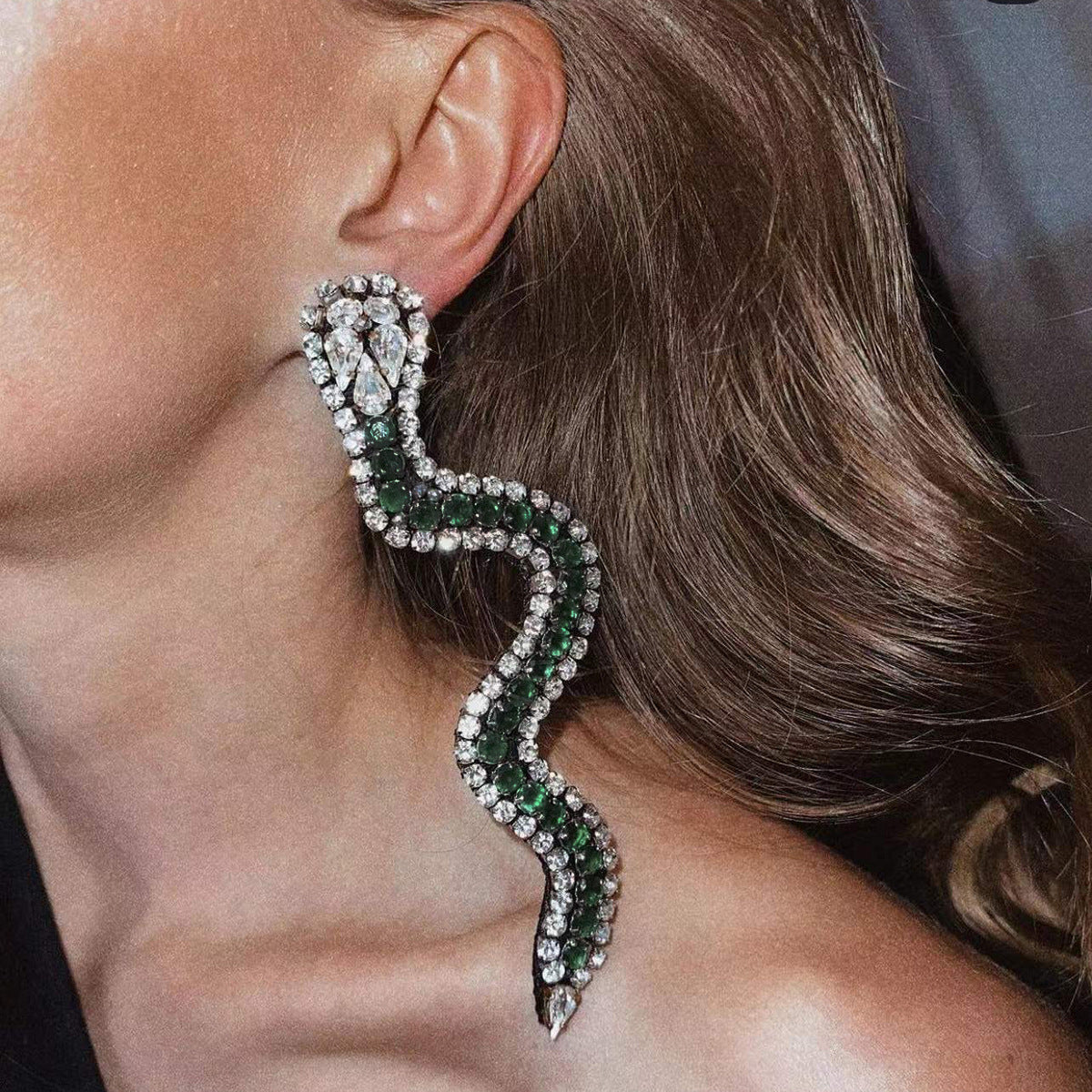 Cute Unique Bling Snake Rhinestone Earring