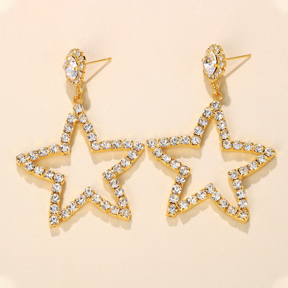 Crystal Star Statement Drop Earrings