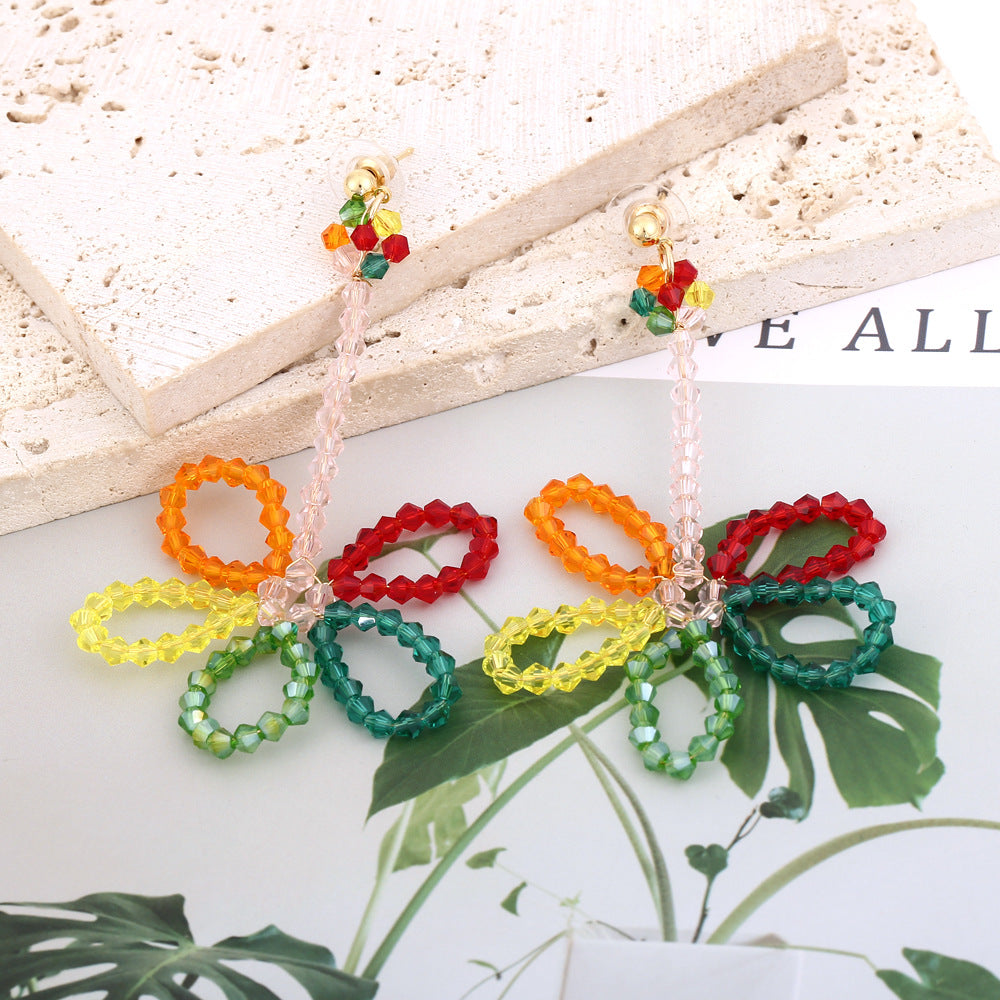 Cute Rainbow Floral Handmade Beaded Earring