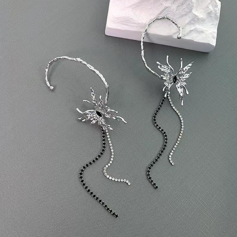 Chic Designer Silver Butterfly Tassel Ear Cuff