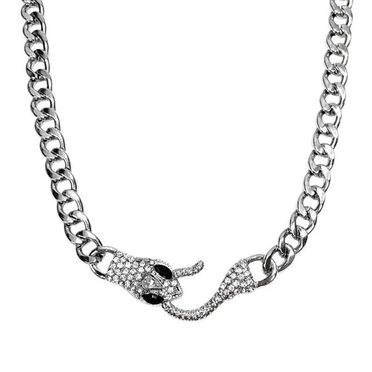 Stylish Rhinestone Statement Snake Necklace