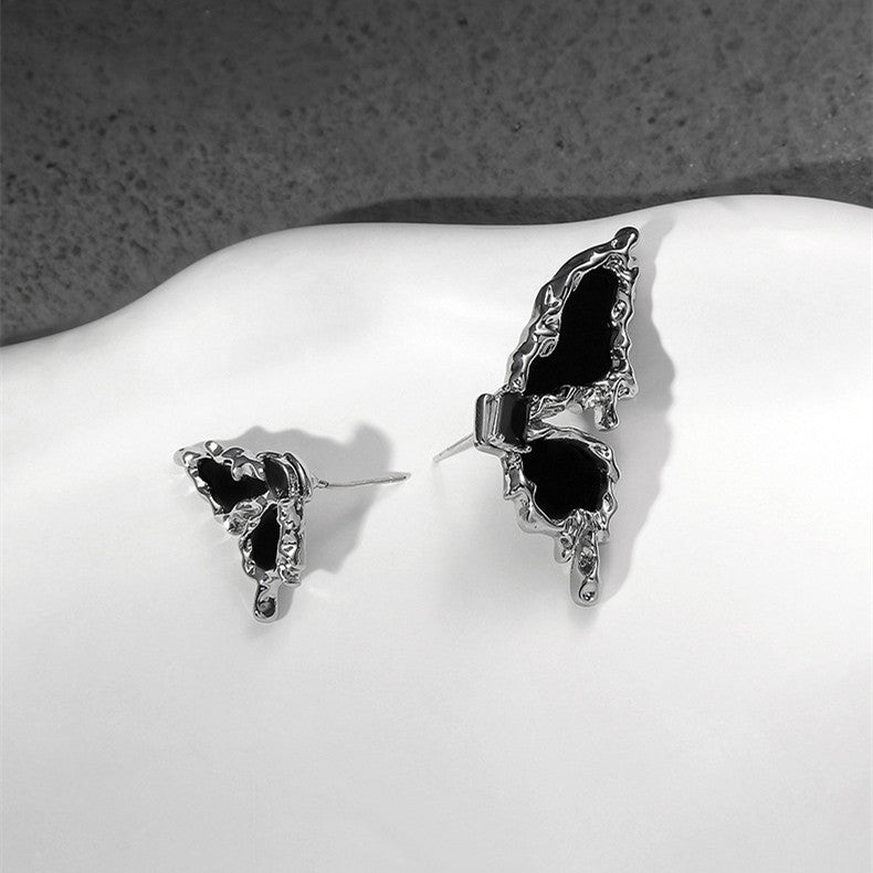 Black Butterfly Irregular Ear Stud