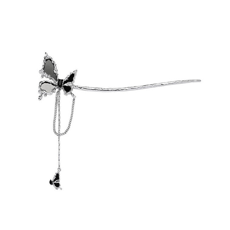 Unique Metal Black Butterfly Tassel Hair Stick