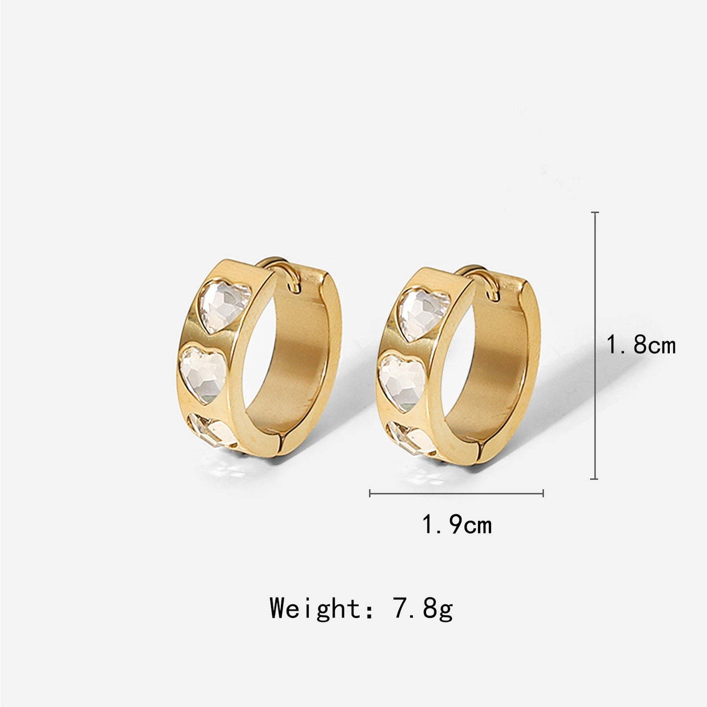 Small Faceted 14K Gold Plated Love Heart Hoop Earring