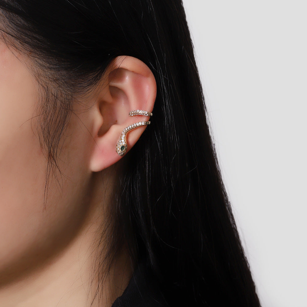 Small Cute Rhinestone Snake Ear Cuff