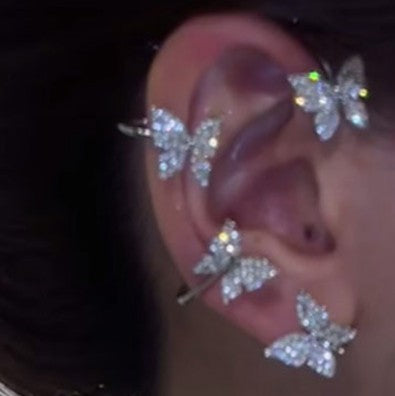 Super Flashing Butterfly Cuff Earrings Diamond Earrings No Piercing