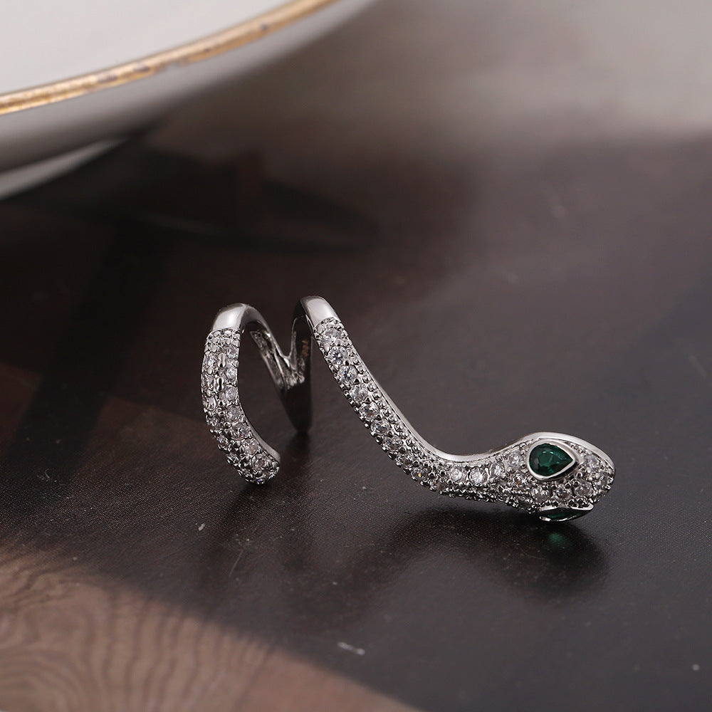 Small Cute Rhinestone Snake Ear Cuff