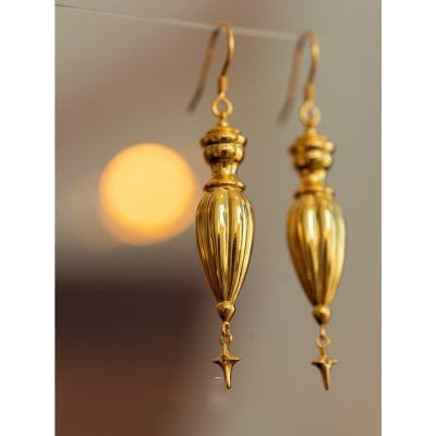 Gold Bottle Time in a bottle Starburst Dangle Earrings