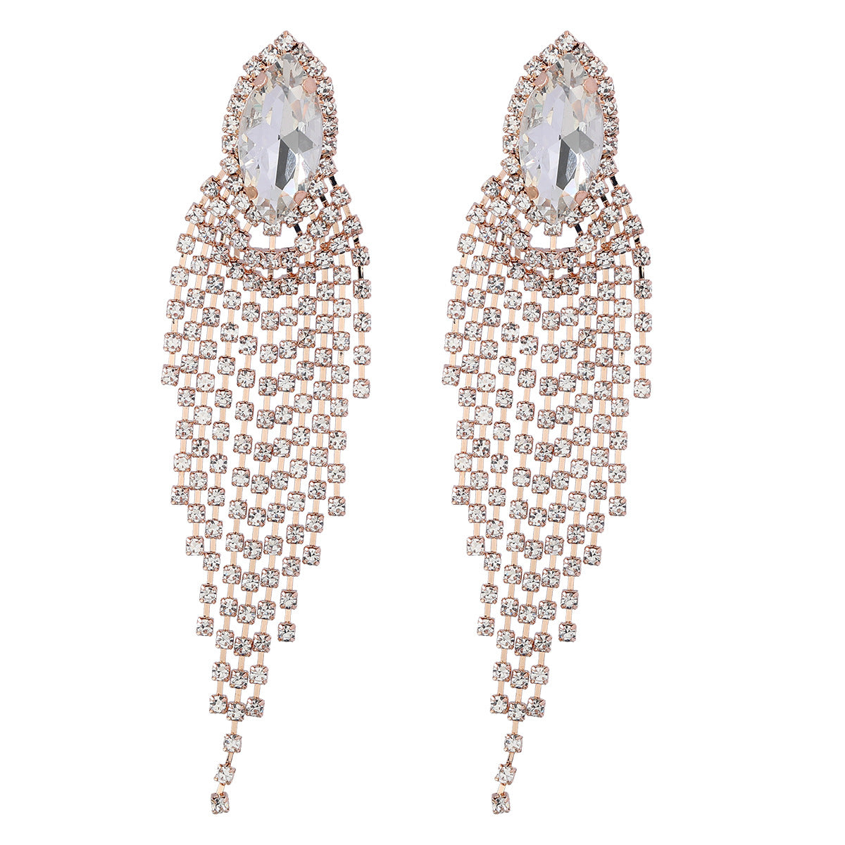 Large Statement Women Long Tassels Rhinestone Earrings