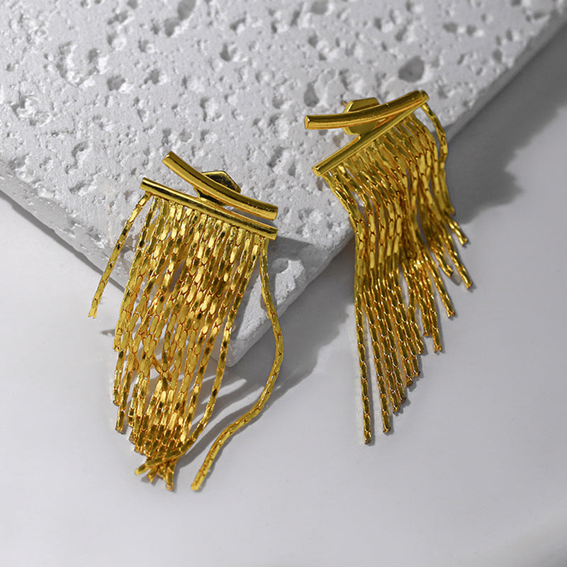 High-fashion Chic Gold Plated Fringe Earring