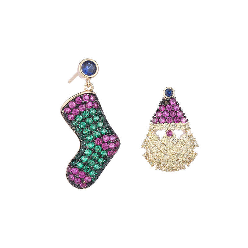 Christmas Asymmetric Designer Cute Socks Stud Earring