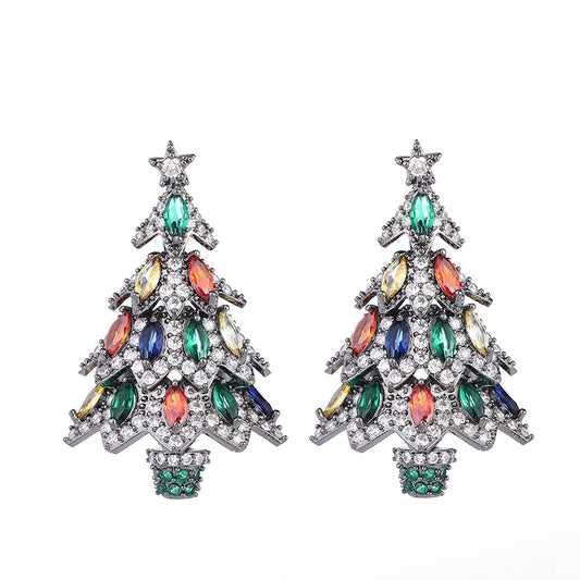 Fancy Designer Vintage Multicolor  Zircon Christmas Tree Earring