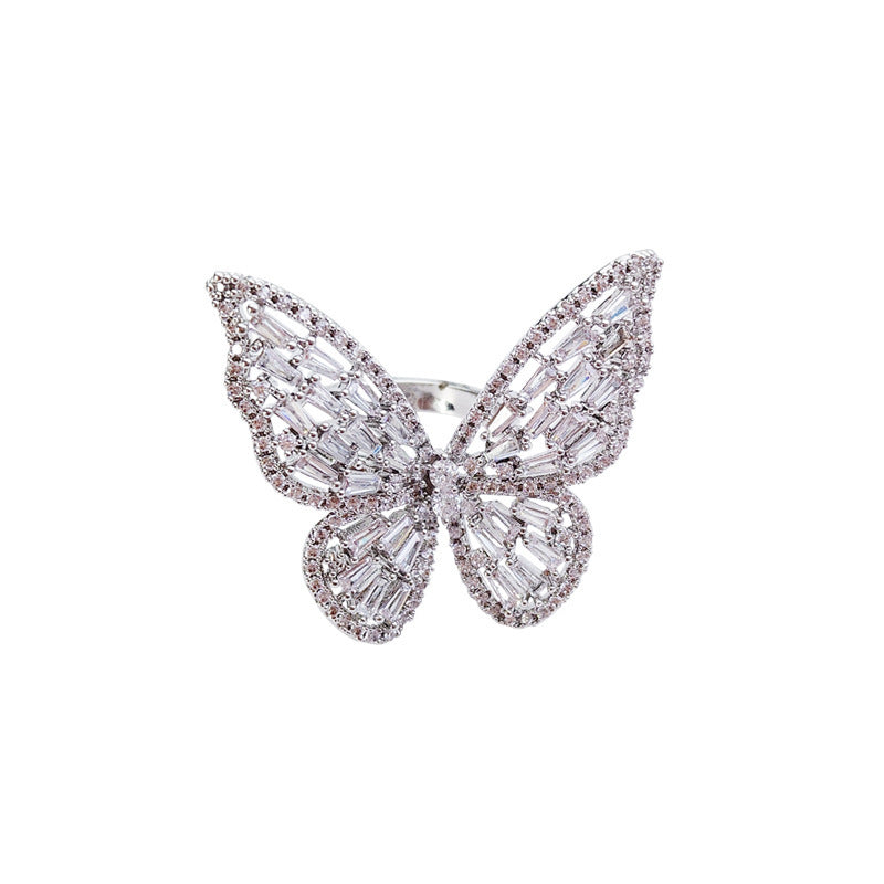 Butterfly Rhinestone Openings Ring