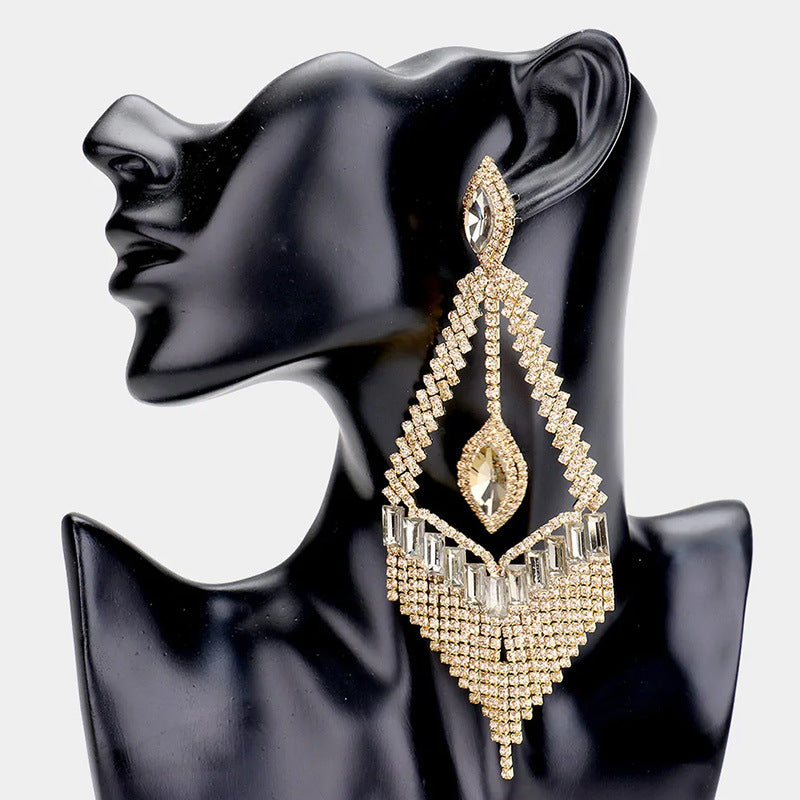 Large Sexy Tassel Rhinestone Earring