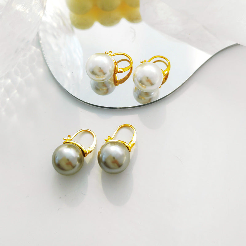 Simulated Shell Pearl Drop Earrings Dangle Stud Earrings for Women