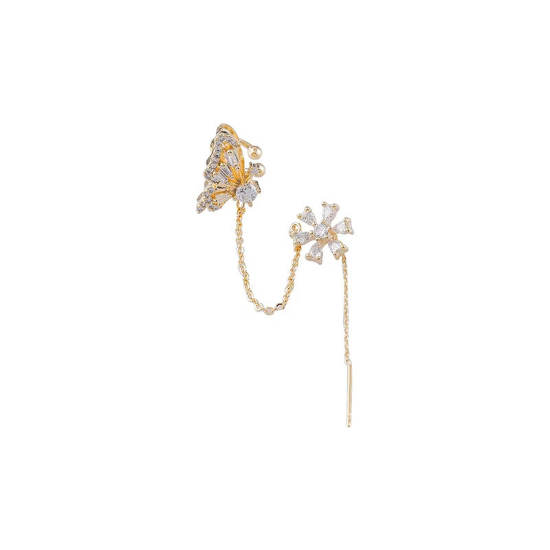 Goldern Sweet Butterfly and Flower Cuff Earring