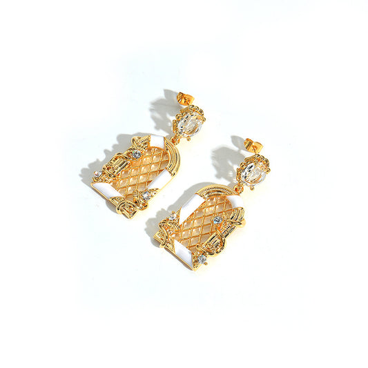 Zircon Vintage Window and Flower Earring