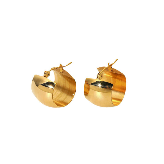 18k Yellow Gold Wide Bold Hoop Earrings