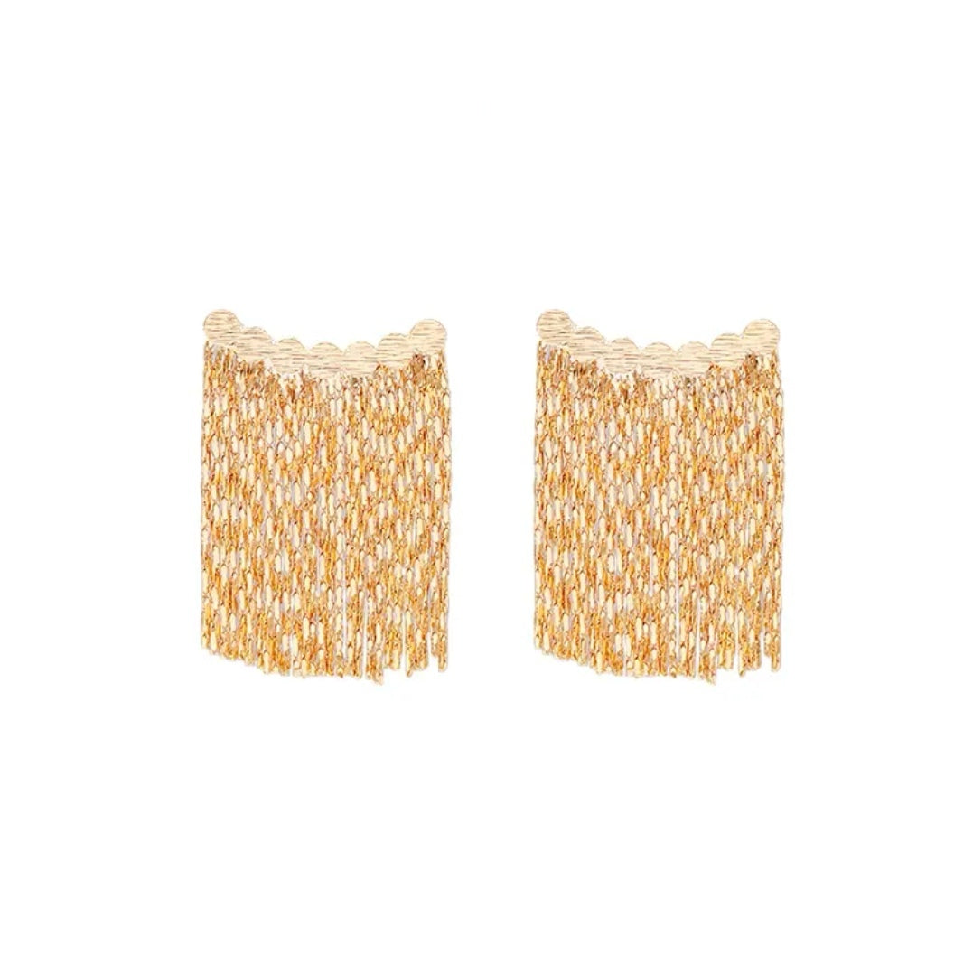 Gold Plating Tassel Arc Shape Stud Earring