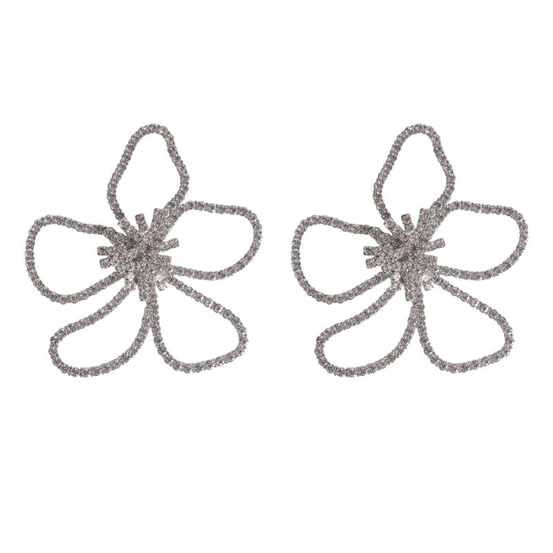 Rhinestone Irregular Flower Statement Earring